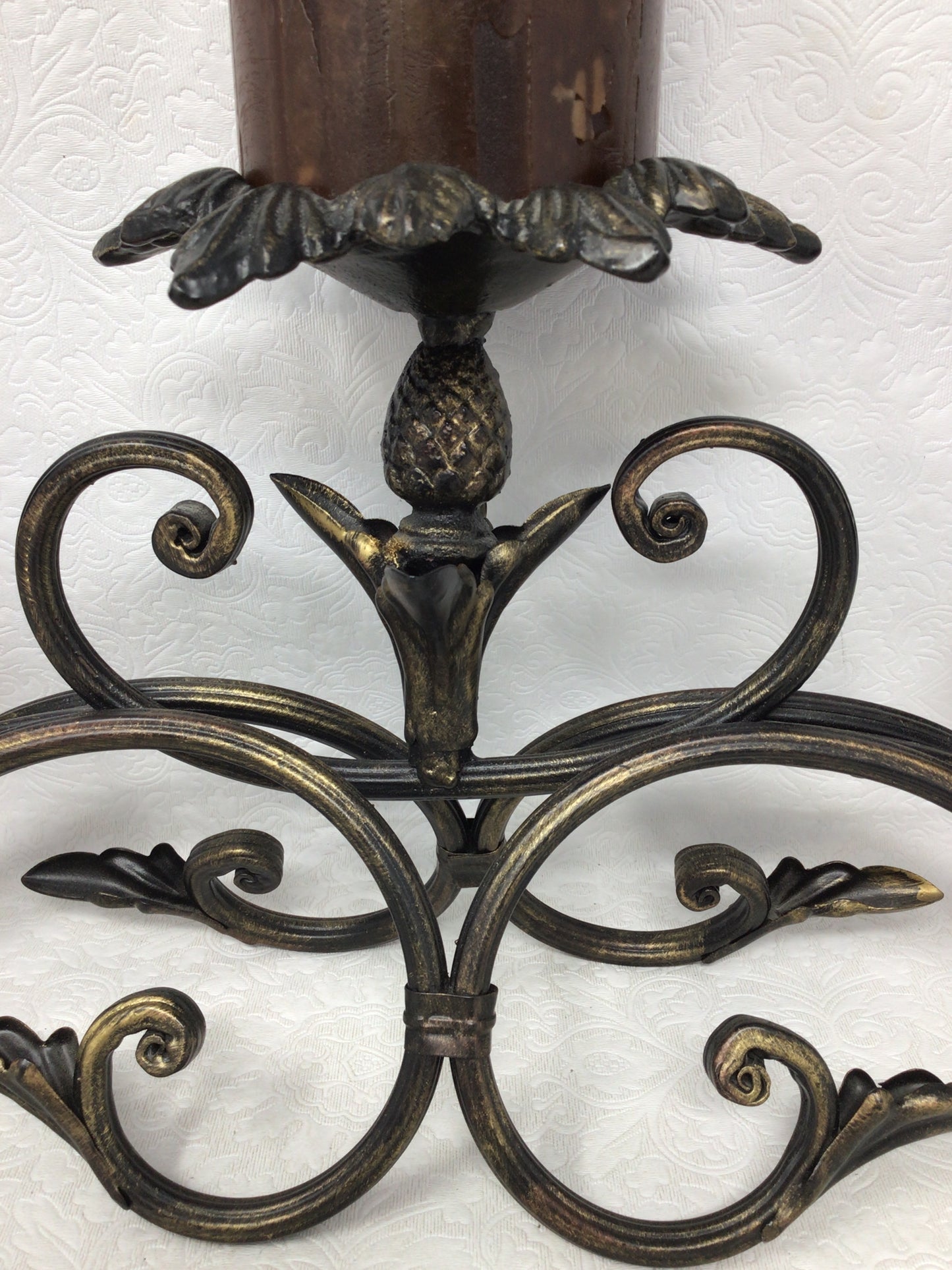 Triple Leaf Wrought Iron Candle Holder