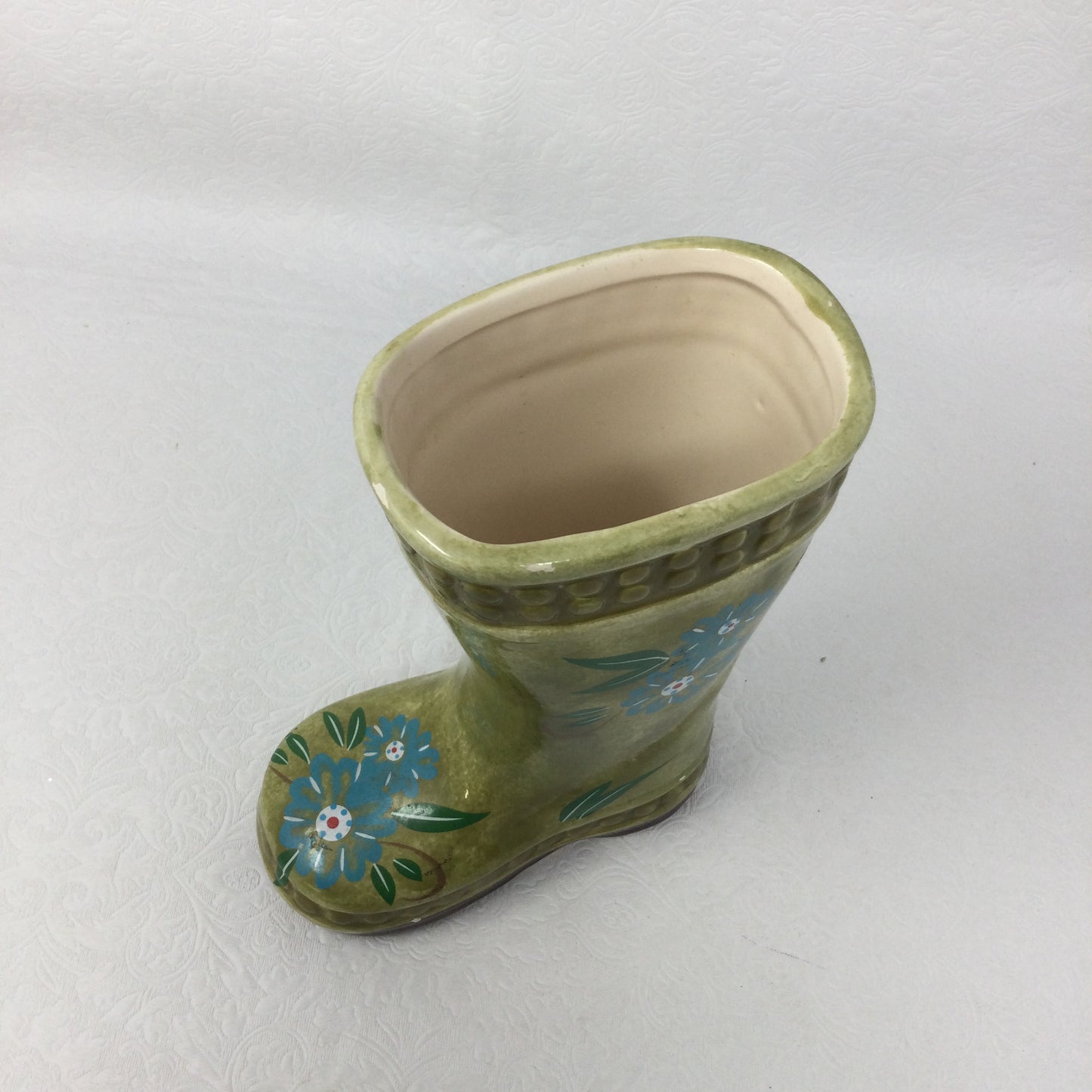 Vintage ceramic floral rain boot