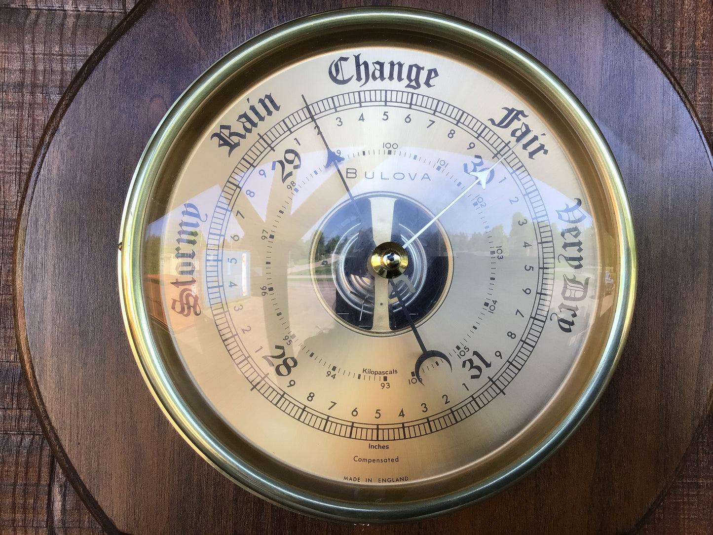 Bulova Quartz Clock and Barometer Wood Plaque