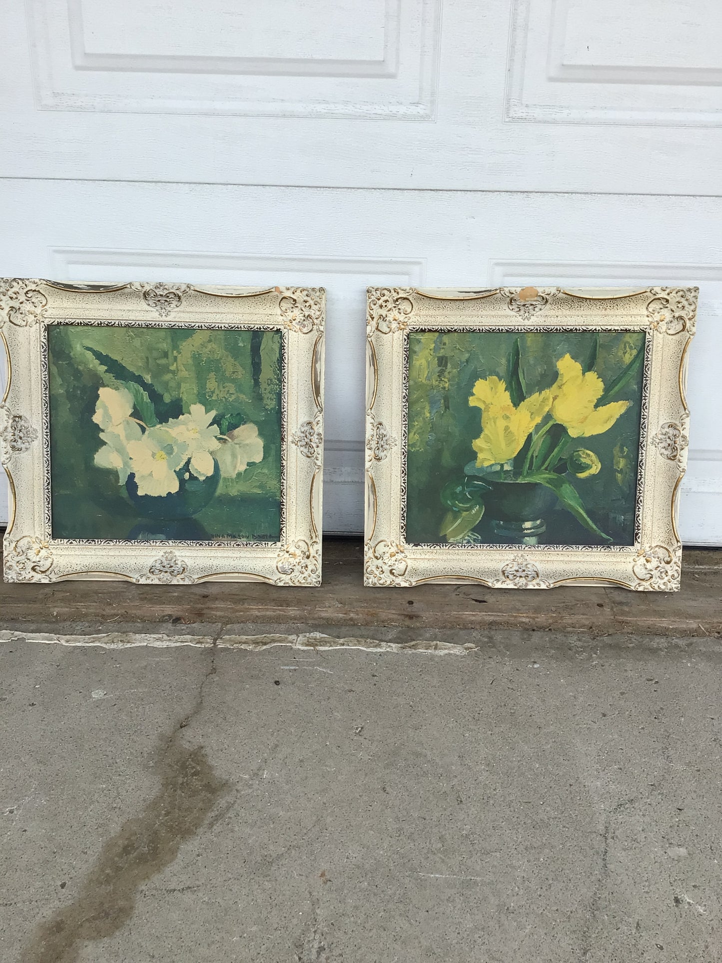 Set of 2 Nina Mason Booth Flower Oil Paintings