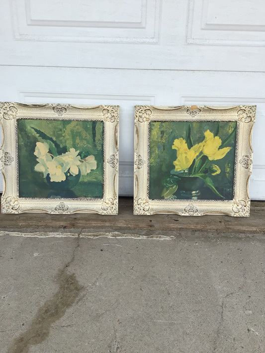 Set of 2 Nina Mason Booth Flower Oil Paintings