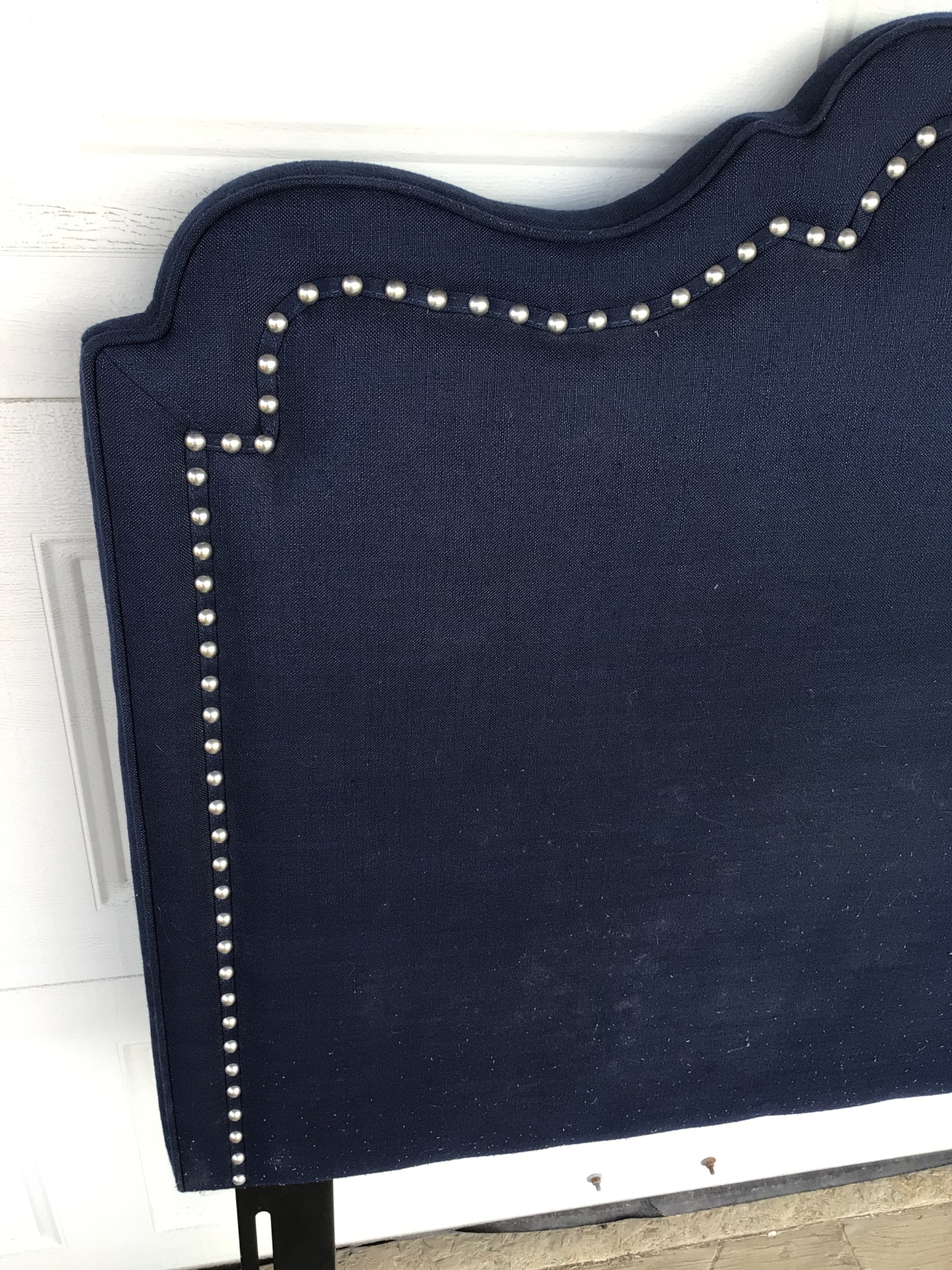 Navy Blue Upholstered Queen Headboard