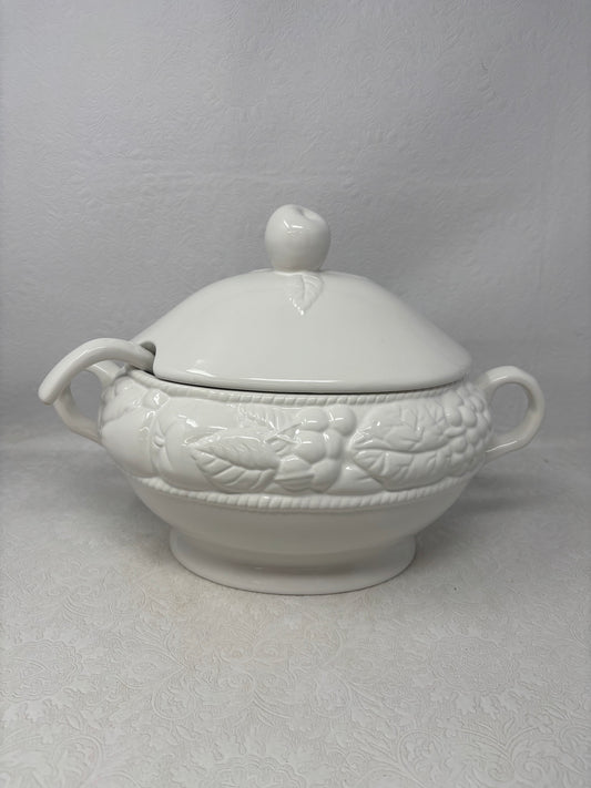 Vintage White Ceramic Soup Tureen Set