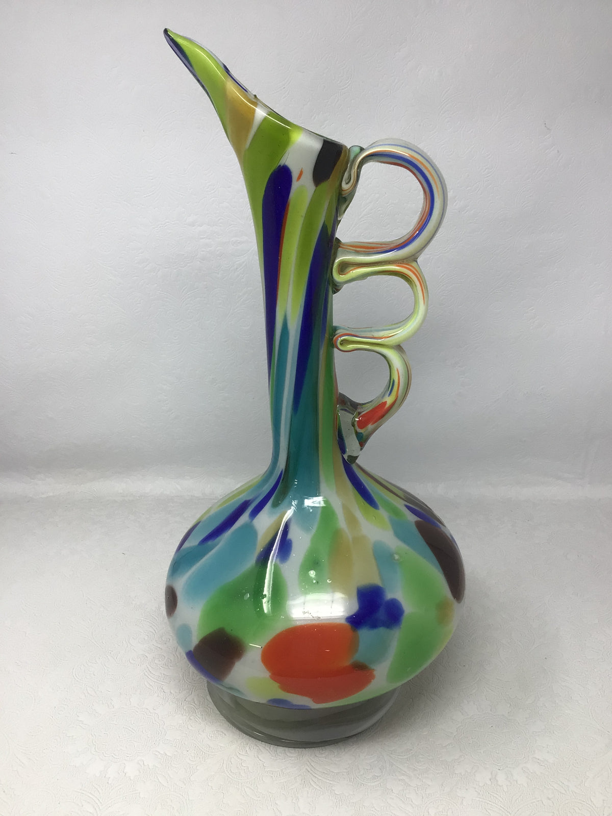 Multicoloured Art Glass Pitcher