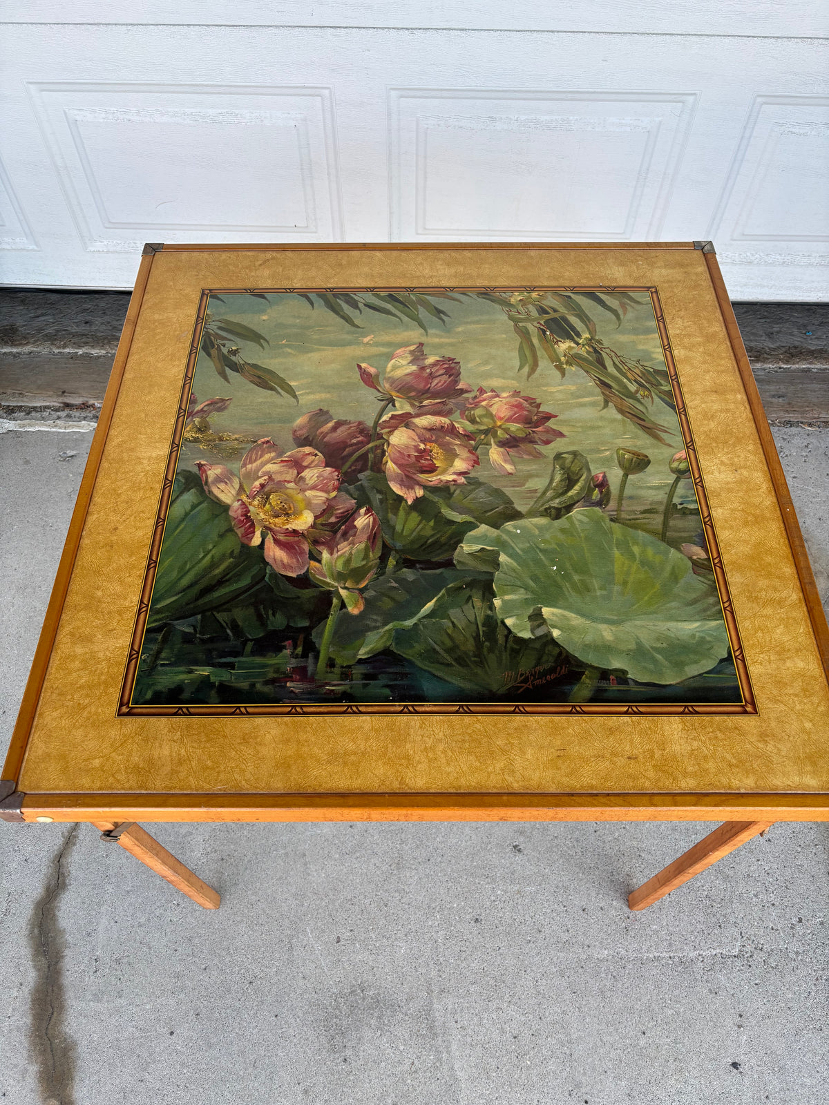 Folding Card Table with Floral Top
