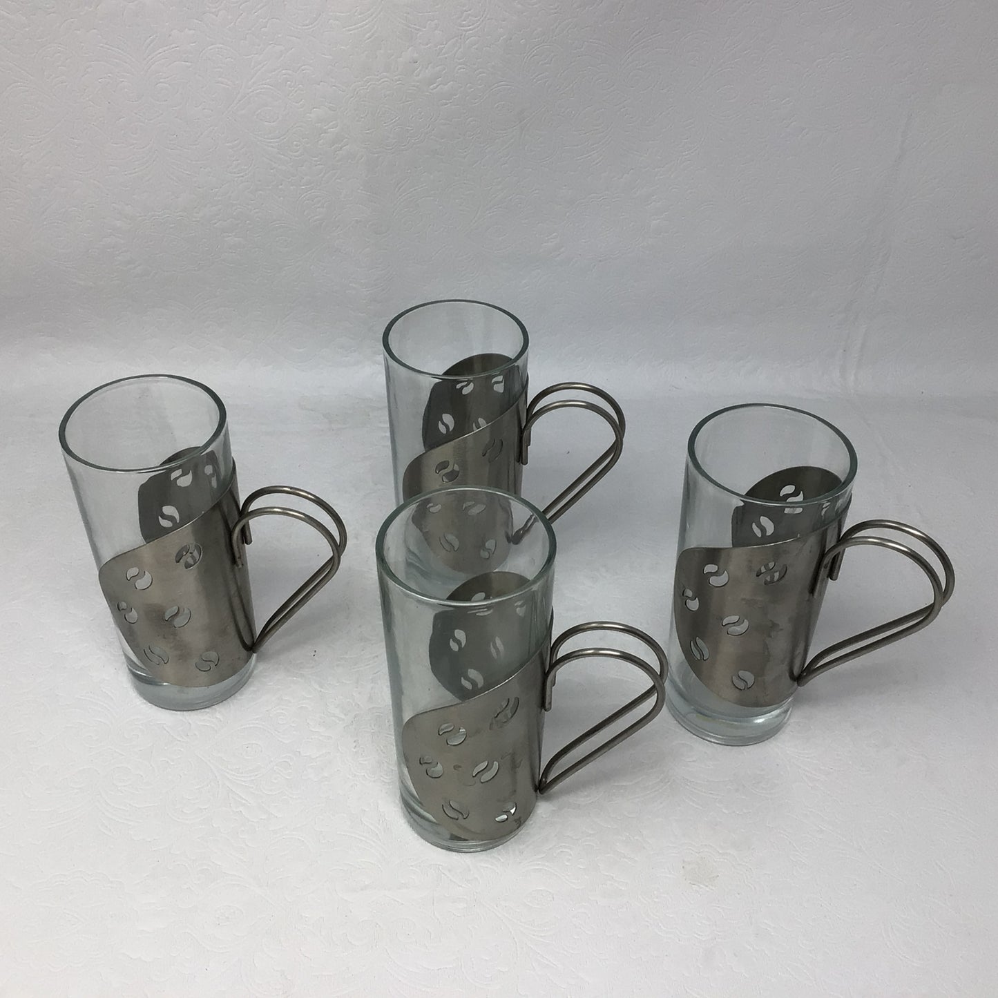 Set of 4 Glass & Metal Tea Glasses