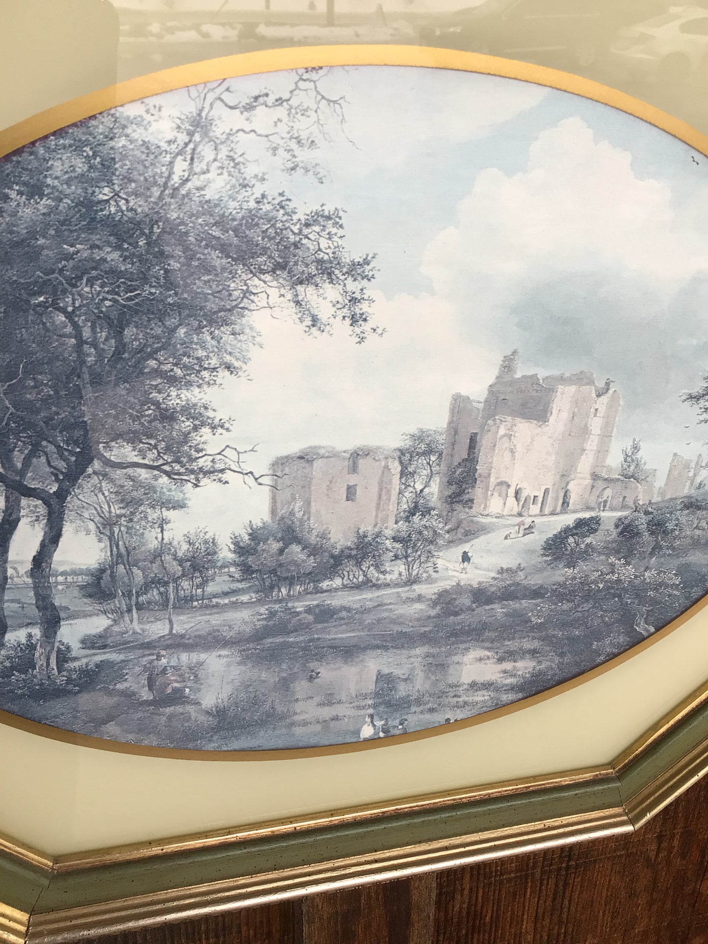 Set of 2 Vintage Prints in Octagonal Frames