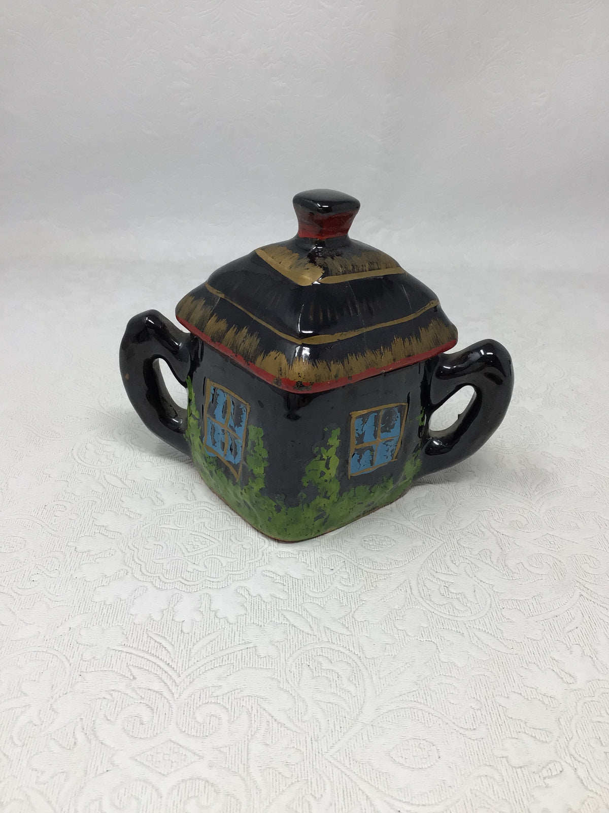 3 Piece Black Cottage Tea Set