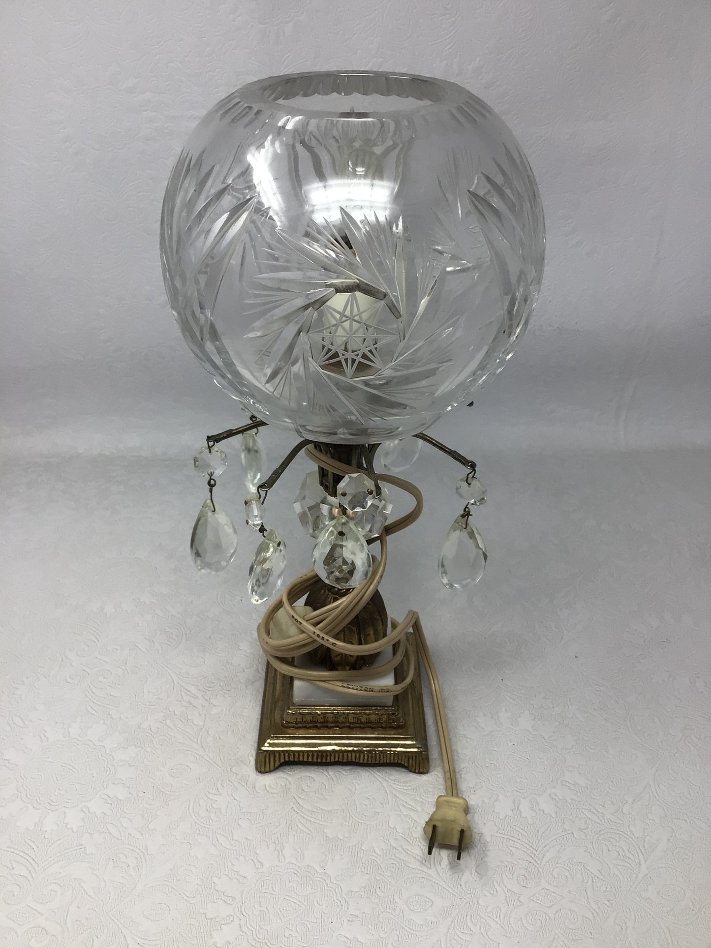Vintage Hollywood Regency Crystal Orb Lamp
