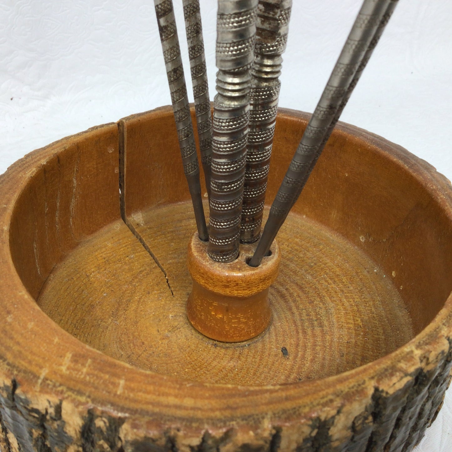 Vintage Wooden Nut Bowl & Crackers