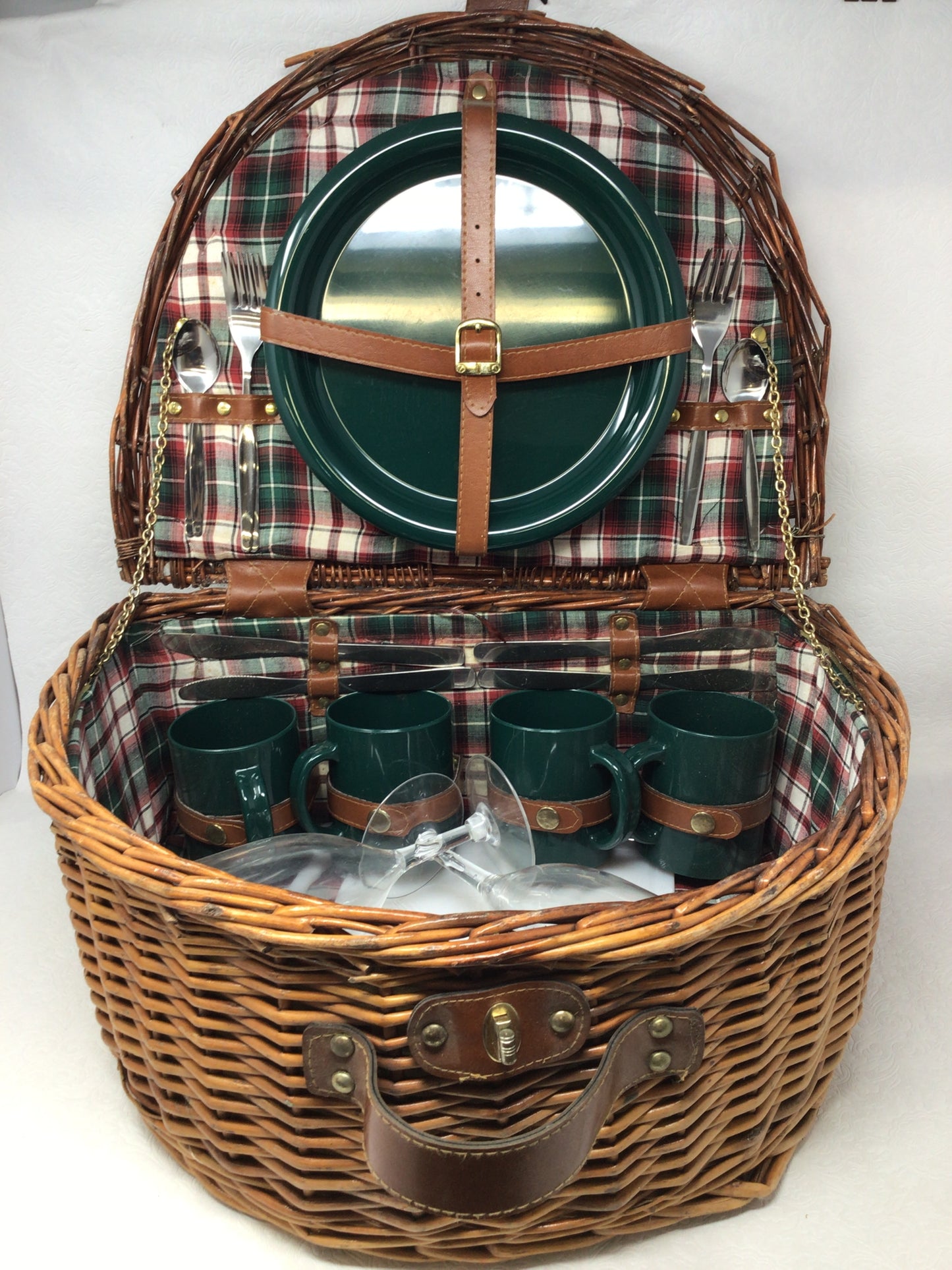 Natural Woven Wicker Picnic Basket Set