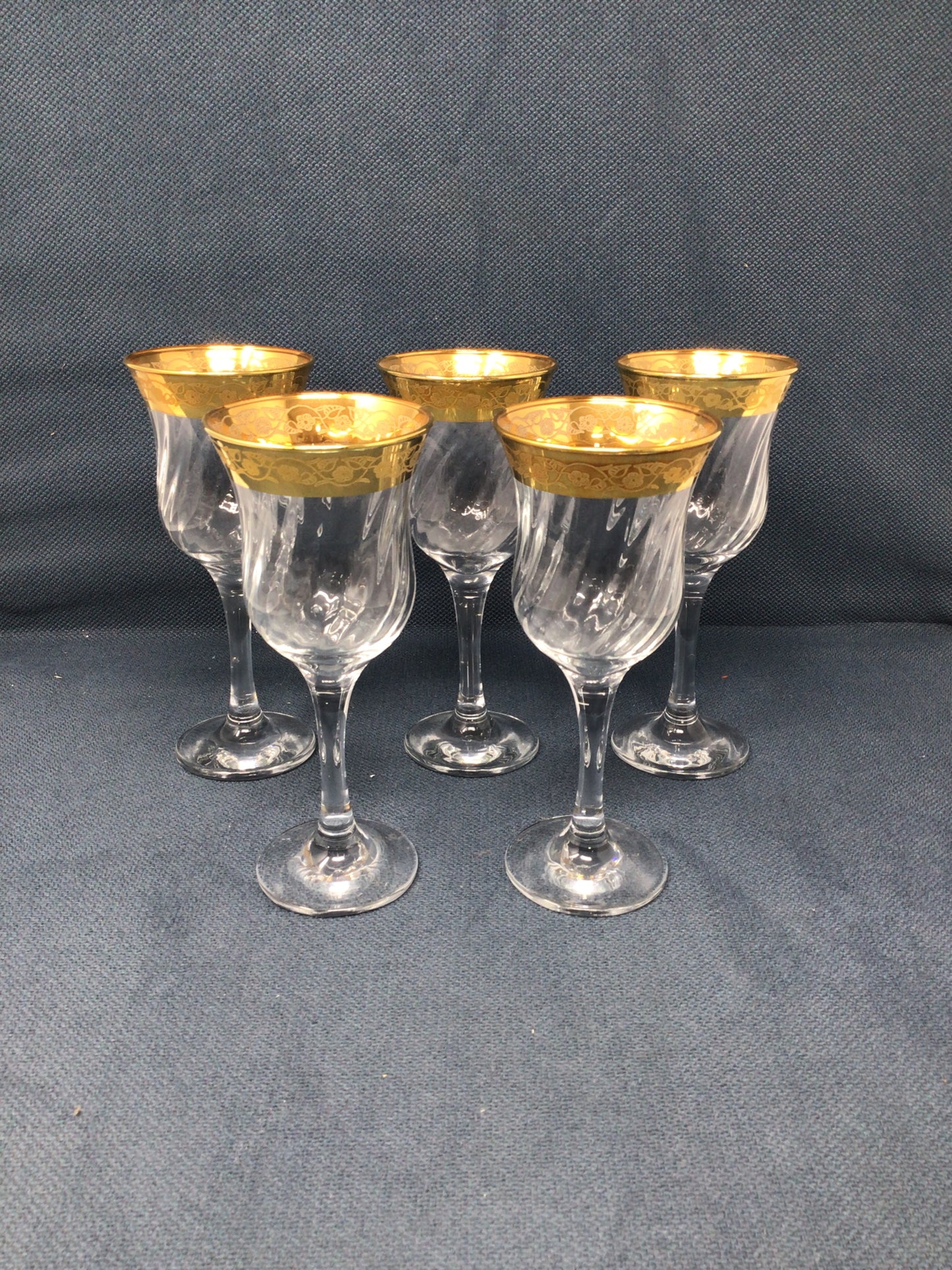 Vintage Crystal Glasses With Gold Trim