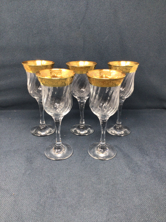 Vintage Crystal Glasses With Gold Trim