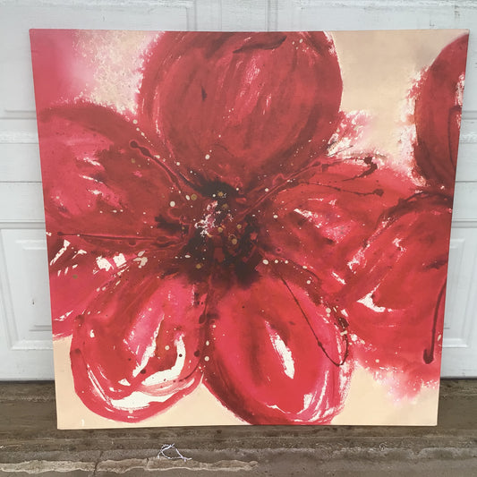 Red Floral Canvas Wall Art