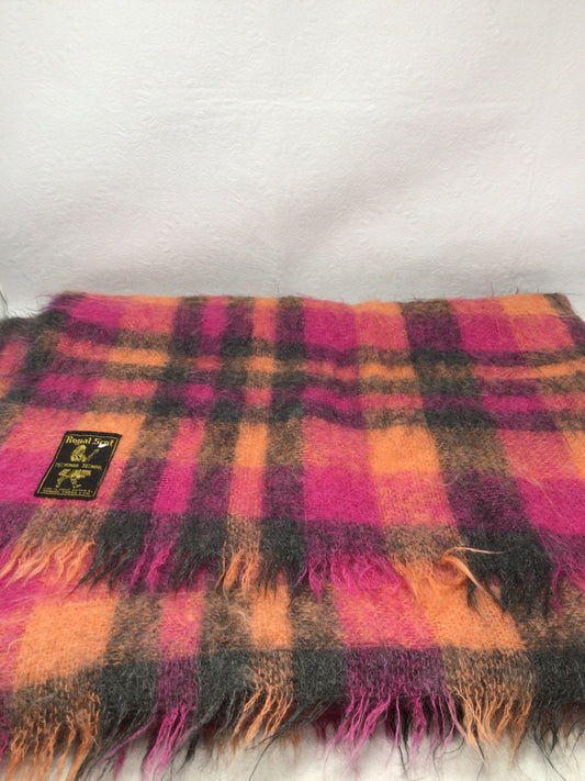 Vintage Royal Scot by Samuel Tweed & Co. Mohair and Wool Plaid Blanket