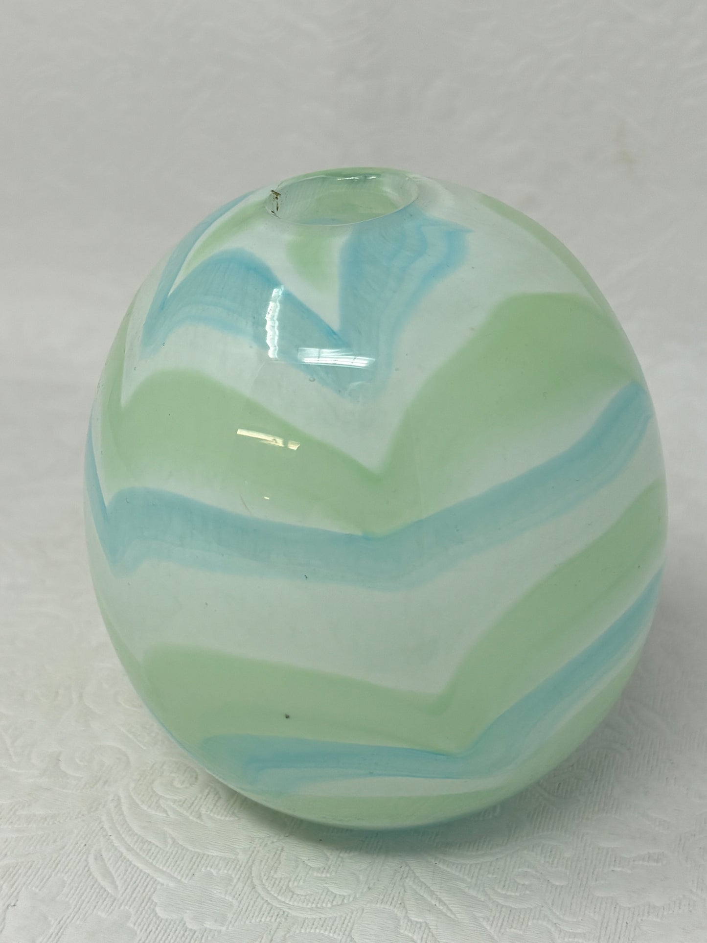 TOZAI Home Glass Bud Vase With Turquoise & Green Swirl