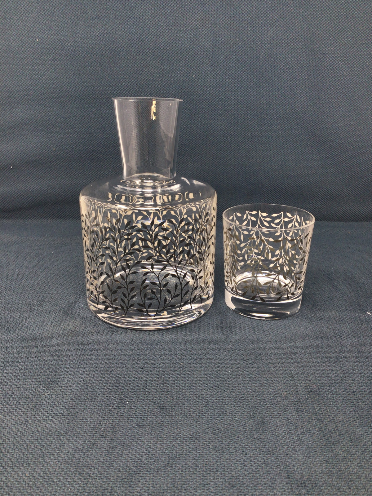 Glass and Pewter Vine Bedside Drink Set