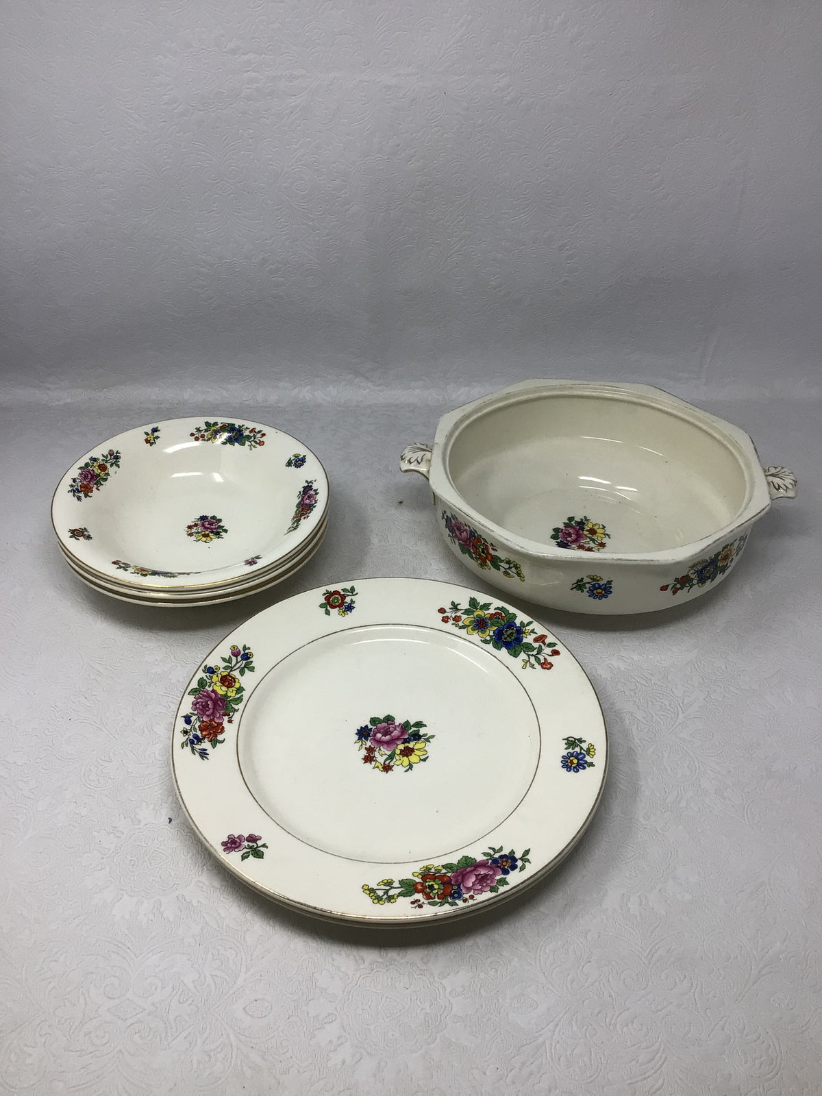 Vintage White Porcelain Dinner Plate Set