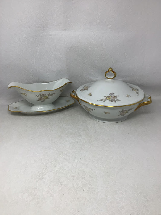 Vintage Johann Haviland Bavaria Gravy Boat & Lidded Dish