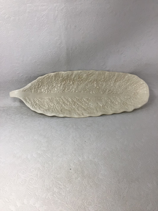 Vintage Spode Imperial Fancies White Porcelain Leaf Relish Platter