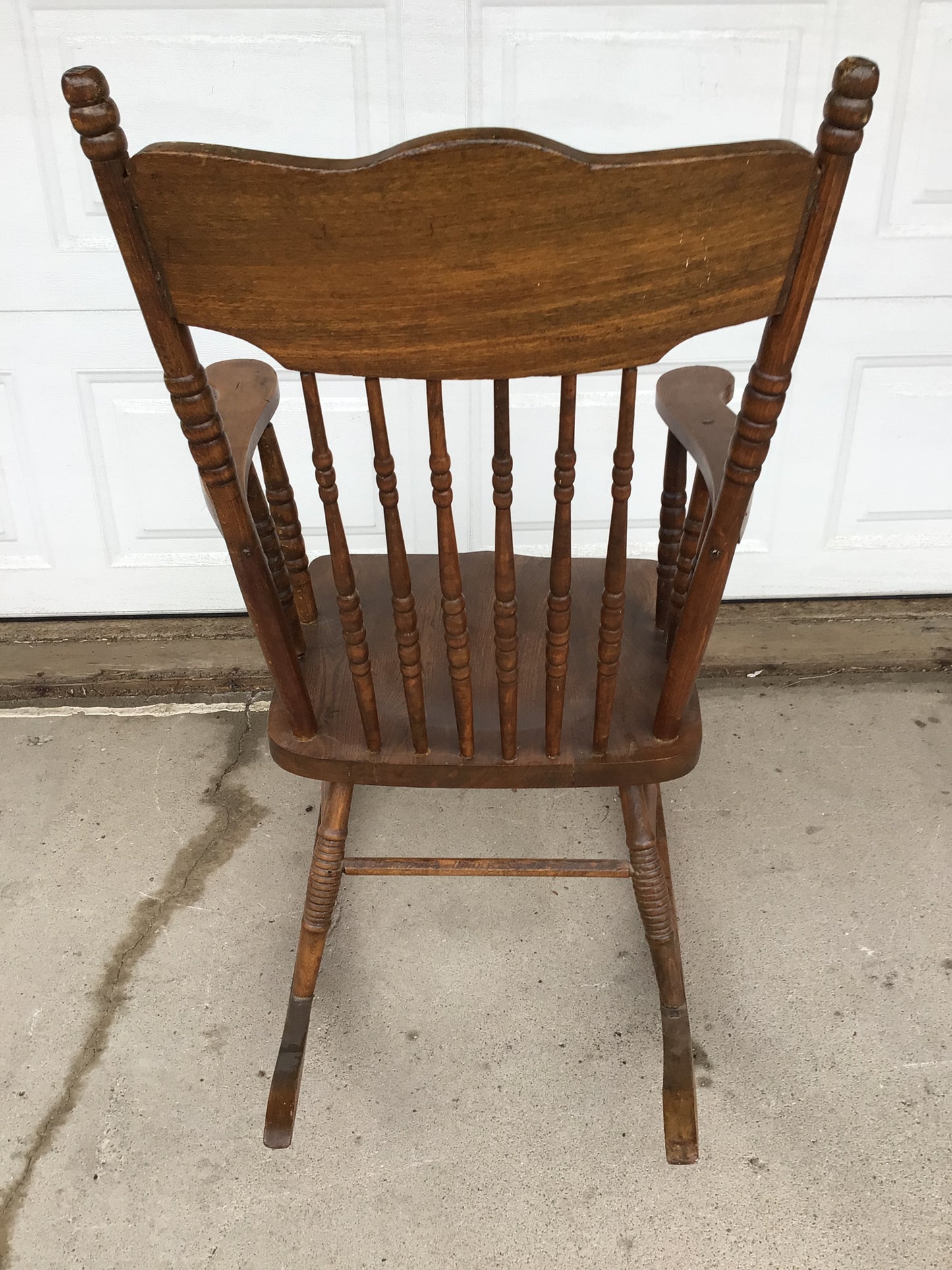 Antique Oak Pressed-Back Rocking Chair