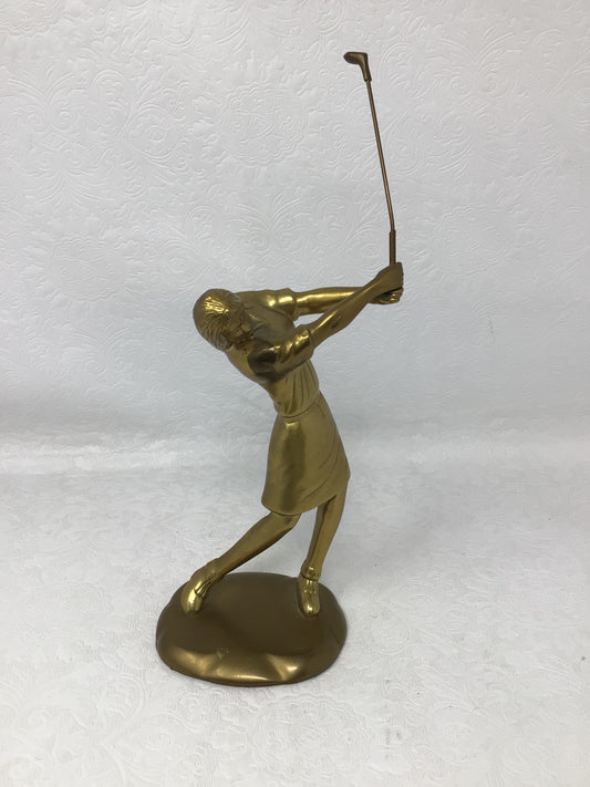 Vintage Andrea of Sadek Brass Female Golfer Figurine