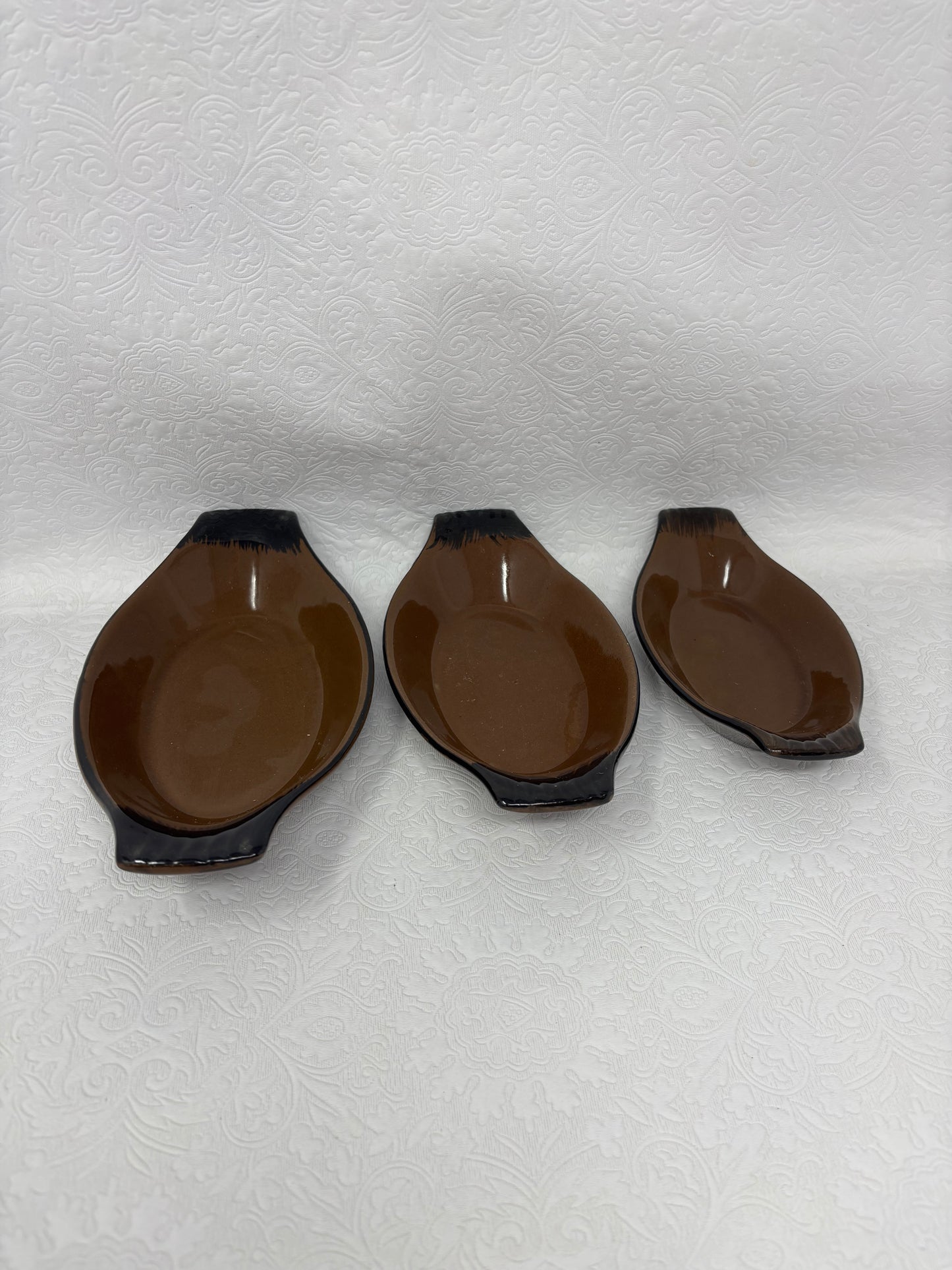 Set of 3 Brown Ceramic Dishes