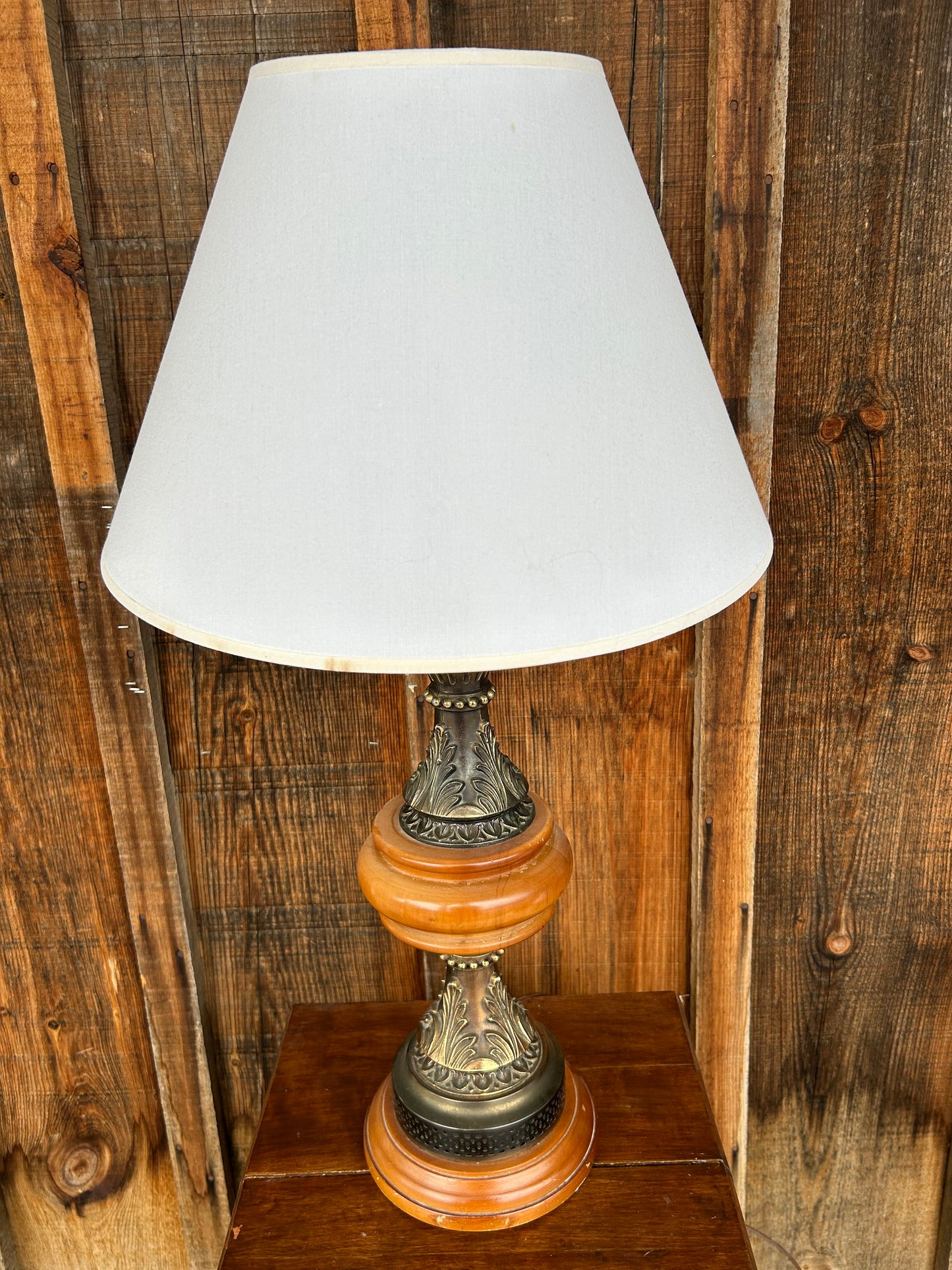 Wooden Metal Tiered Base Lamp