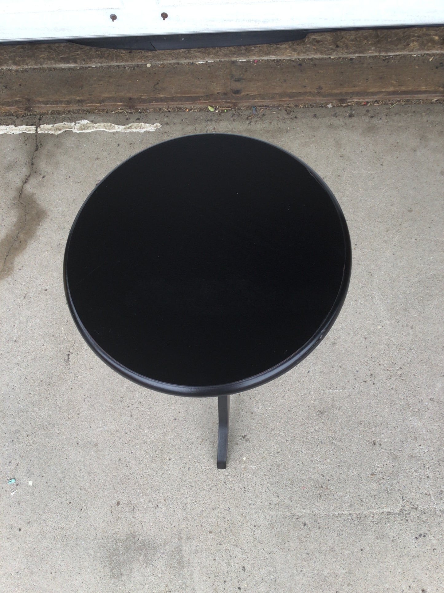 Round Black Painted Wooden Plant Table