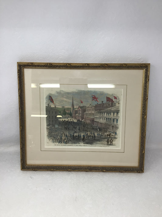 “The Fenian Excitement - Appearance of James Street, Hamilton, C.W." Framed Art