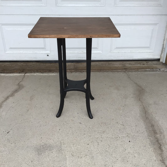Black Side Table with Wood Stain Top