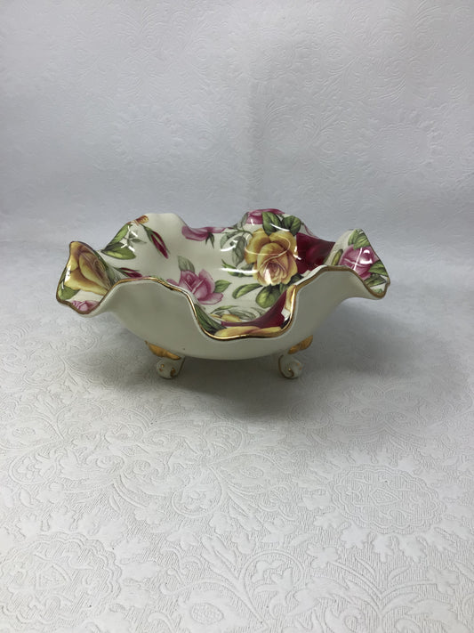 Royal Elfleda Country Rose Footed Bowl