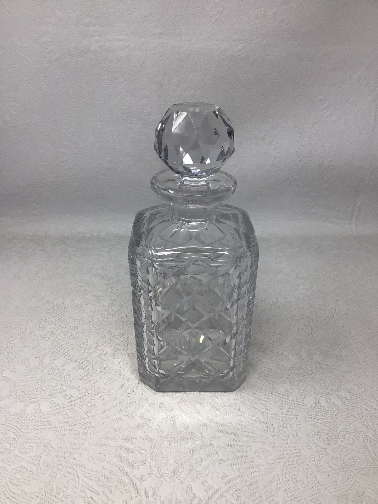 Vintage Square Cut Crystal Whiskey Decanter