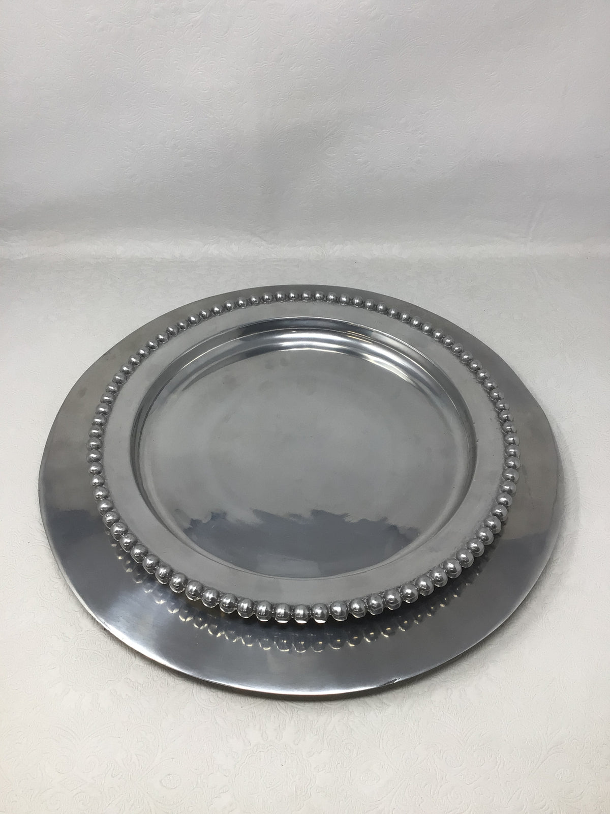 Pair of Silver-Coloured Metal Charger Plates