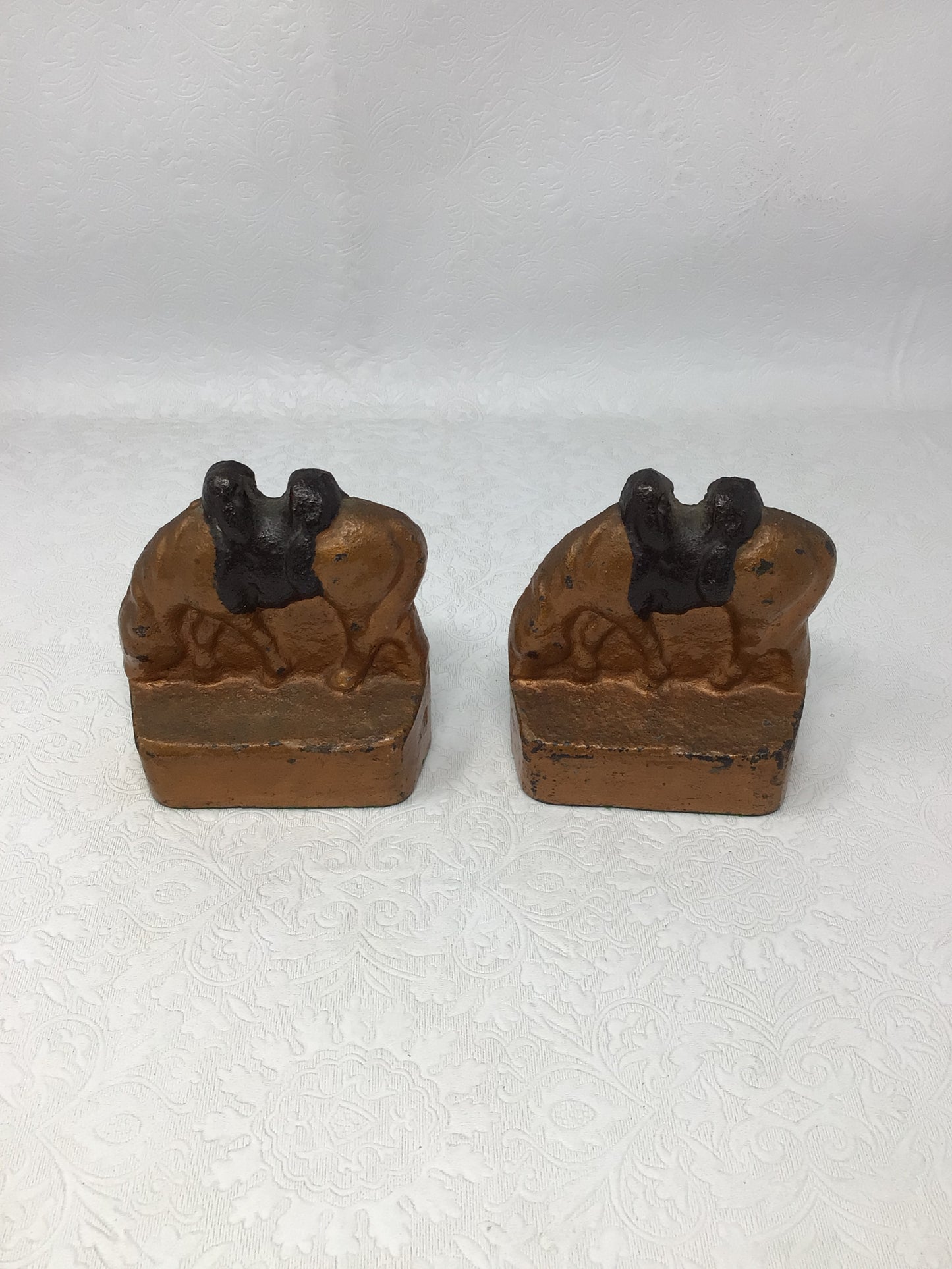 Vintage Set of 2 Cast Iron Grazing Horse Bookends