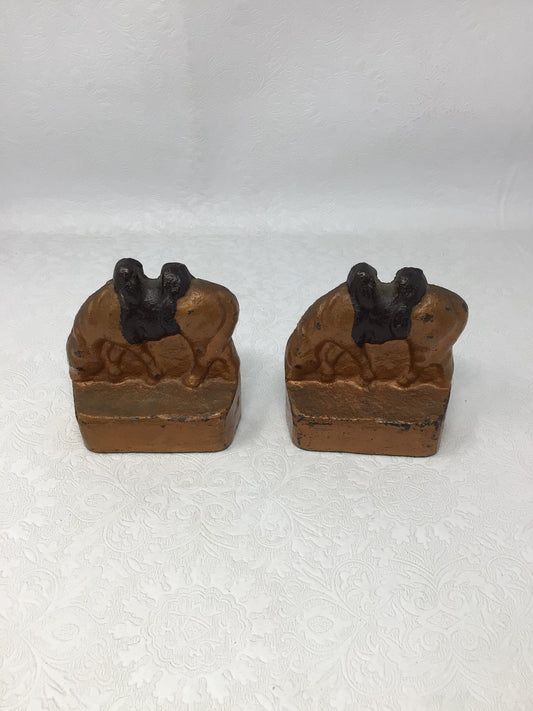 Vintage Set of 2 Cast Iron Grazing Horse Bookends