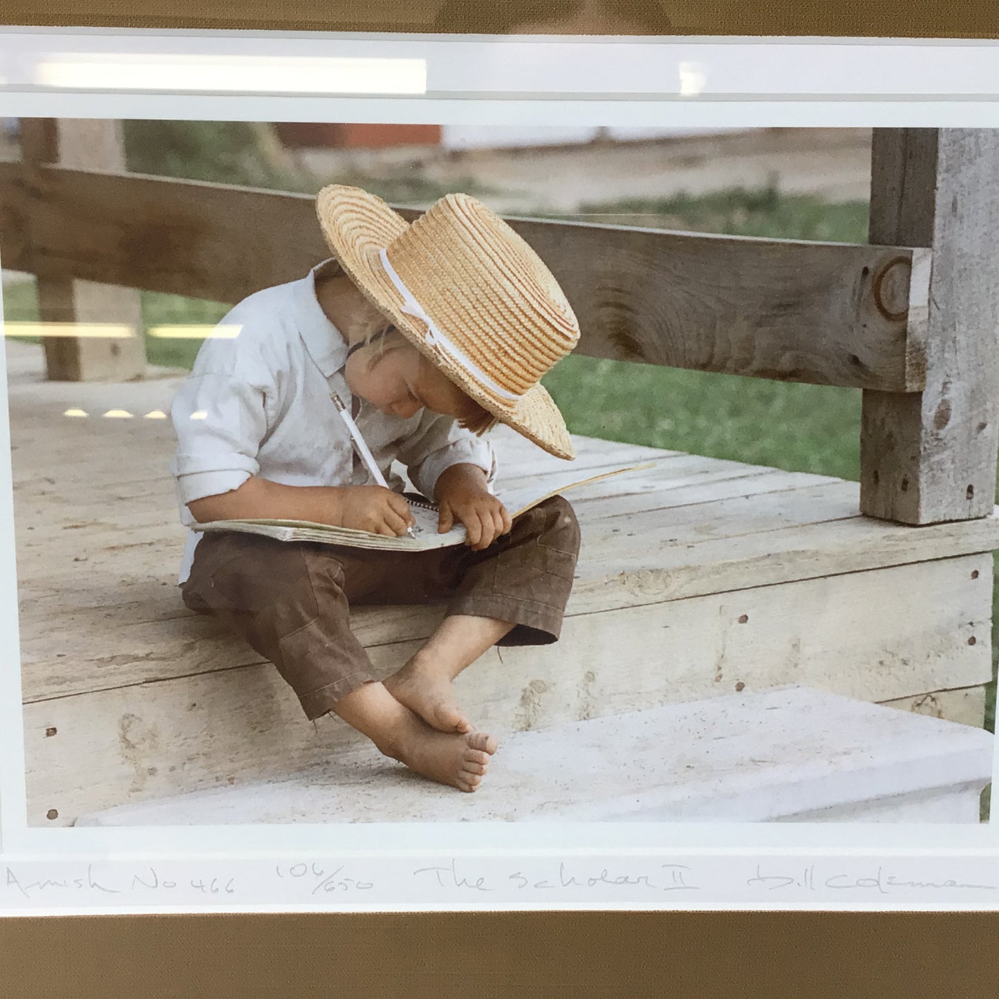 Bill Coleman Amish Boy “The Scholar ll” Framed Print #466 In Frame