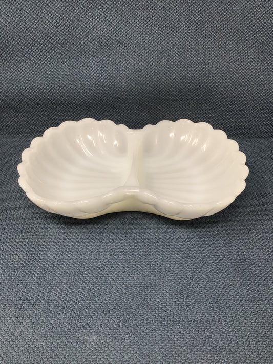 Vintage Avon Milk Glass Double Seashell Dish