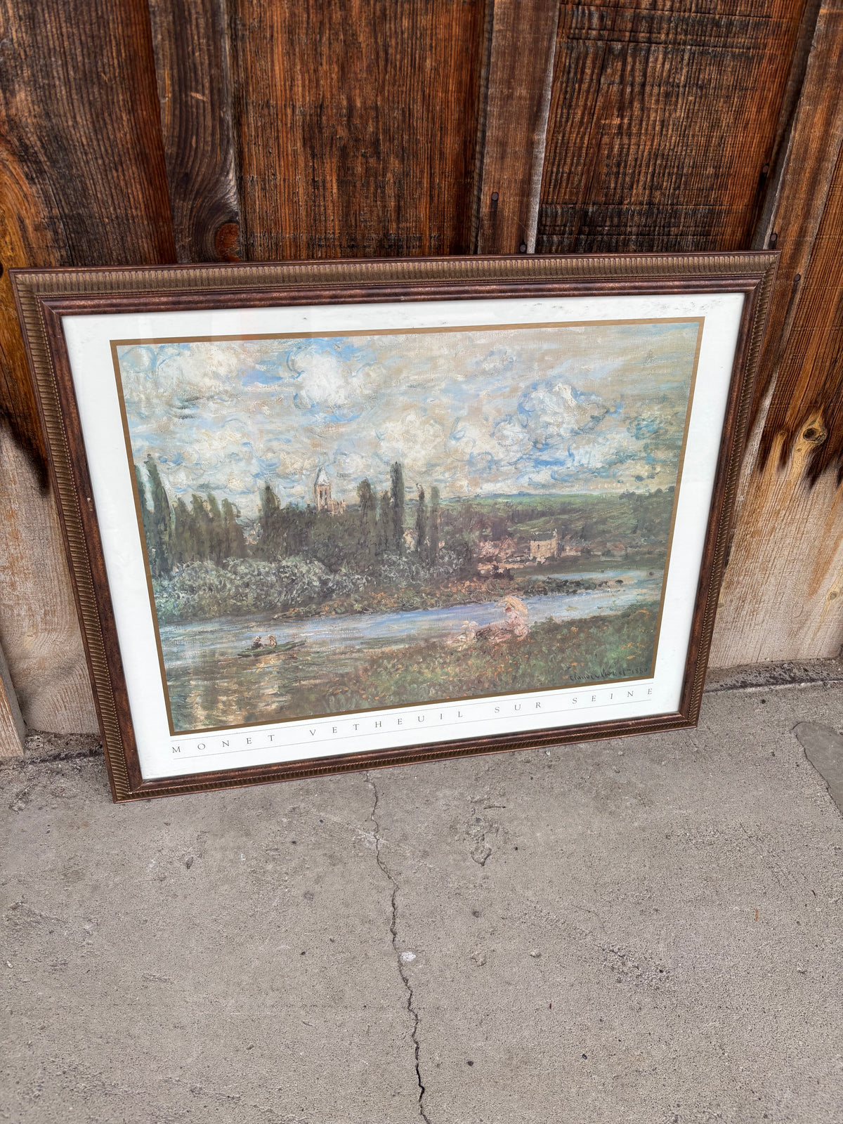 Framed Vintage Art Piece - “Vétheuil sur Seine” by Claude Monet