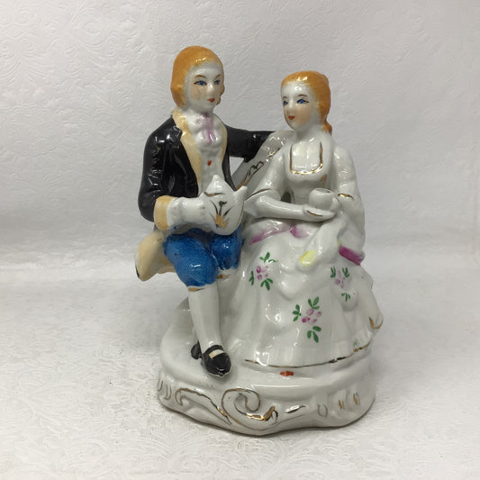 Colonial Young Man And Woman Porcelain Figure