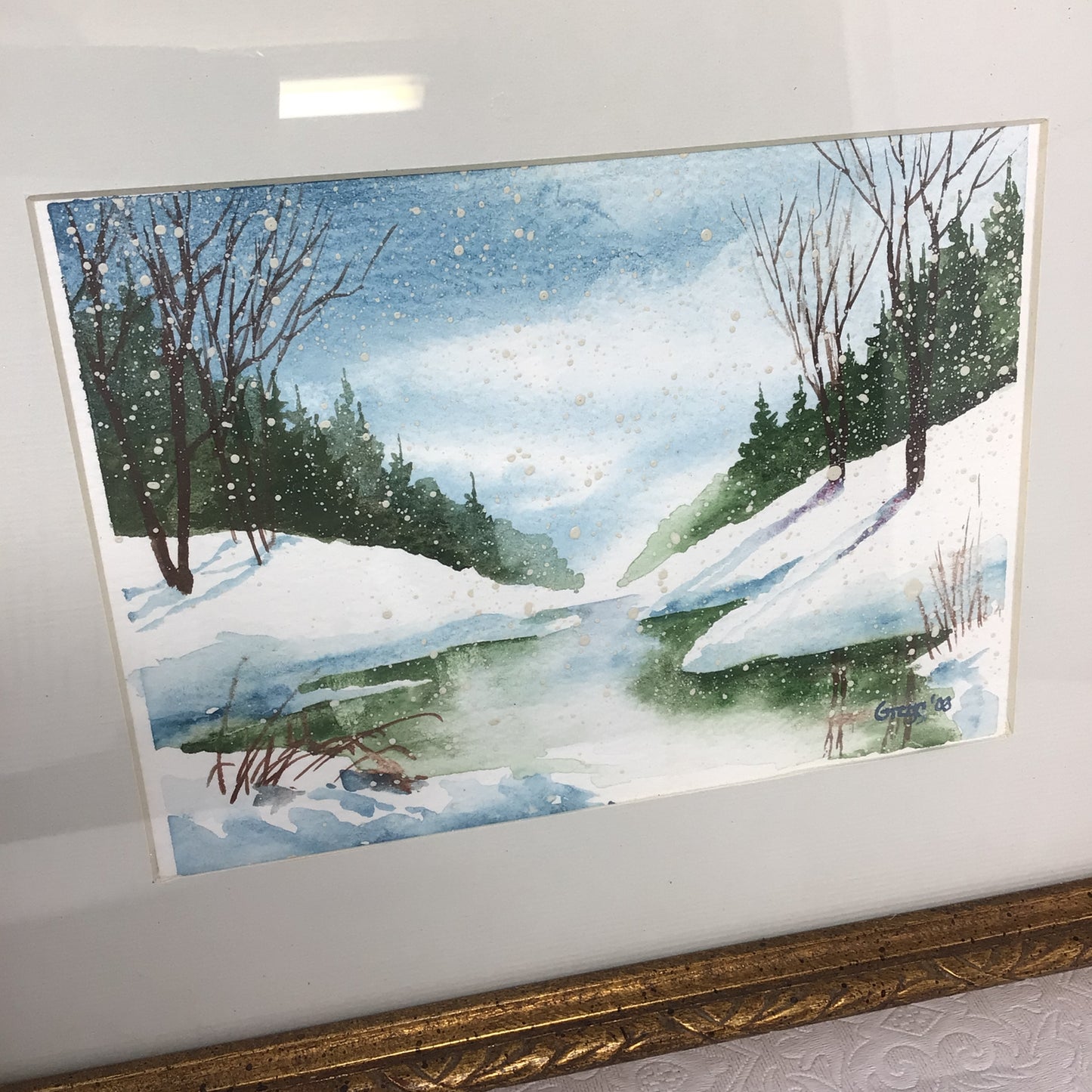 Framed and Matted Winter Scene