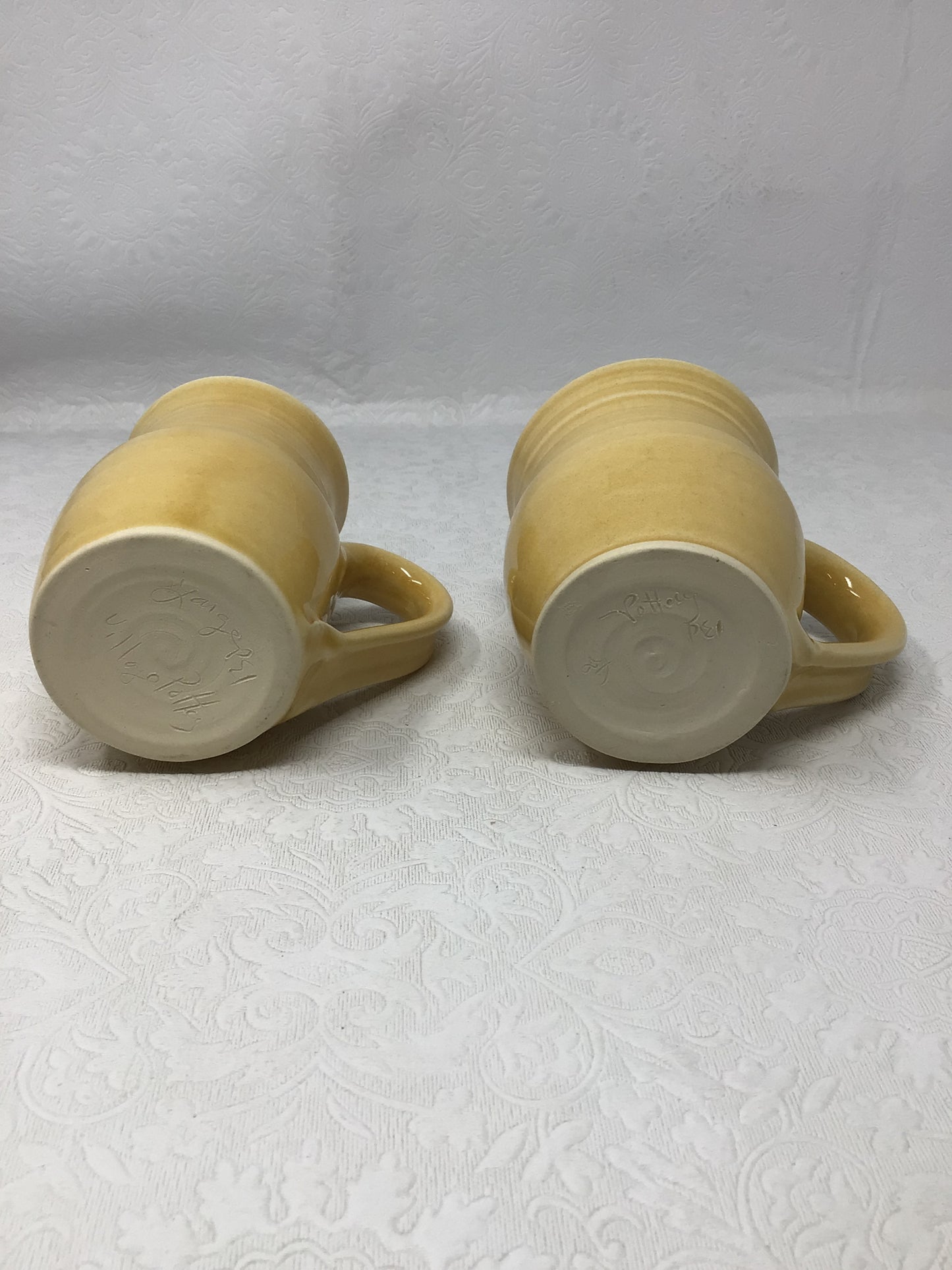 Handmade Yellow Pottery Mugs
