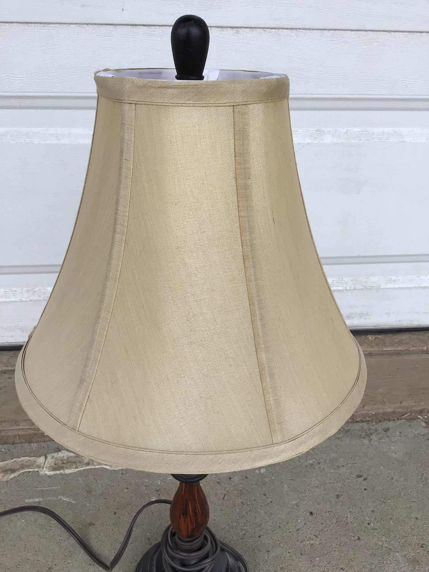 Metal and Faux Wood Table Lamp