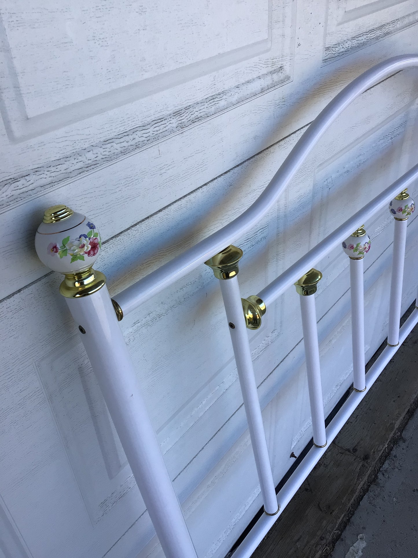Vintage Headboard with Floral Porcelain Accents