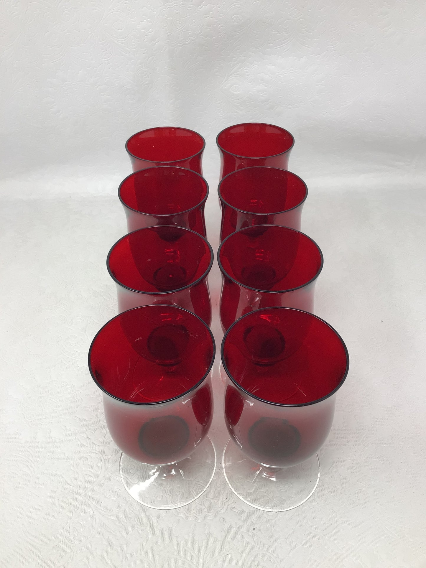 Ruby Red Goblets, Set of 8