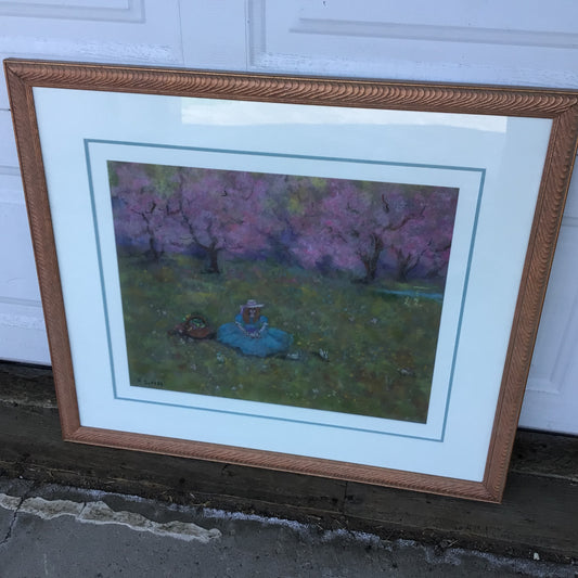 “Under the Cherry Blossoms” Original Pastel by M. Durkee