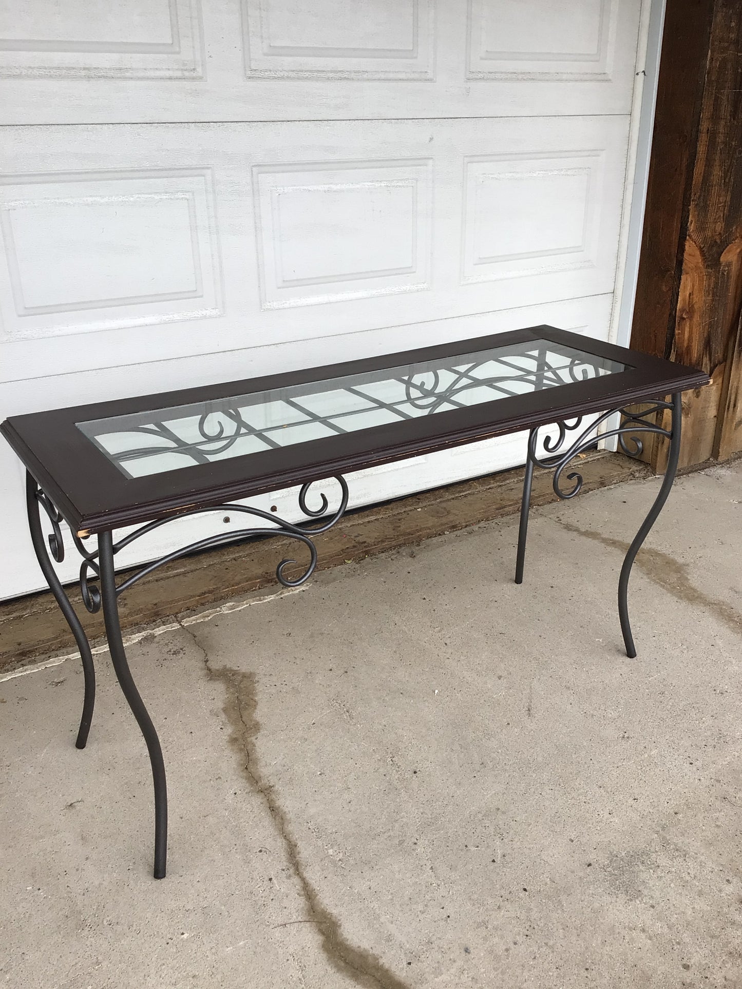 Wrought Iron and Glass Hallway Table