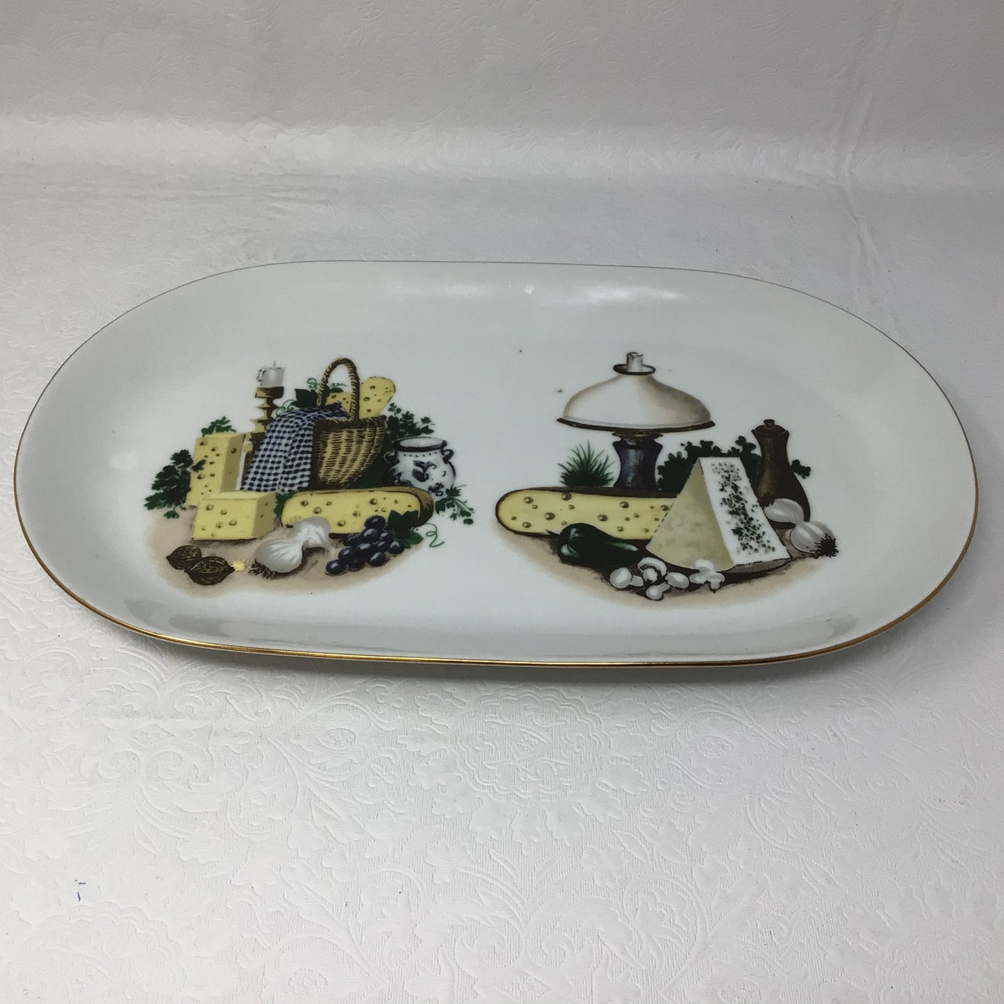 Set of 7 Vintage Kahla German Cheese Plates and Serving Tray