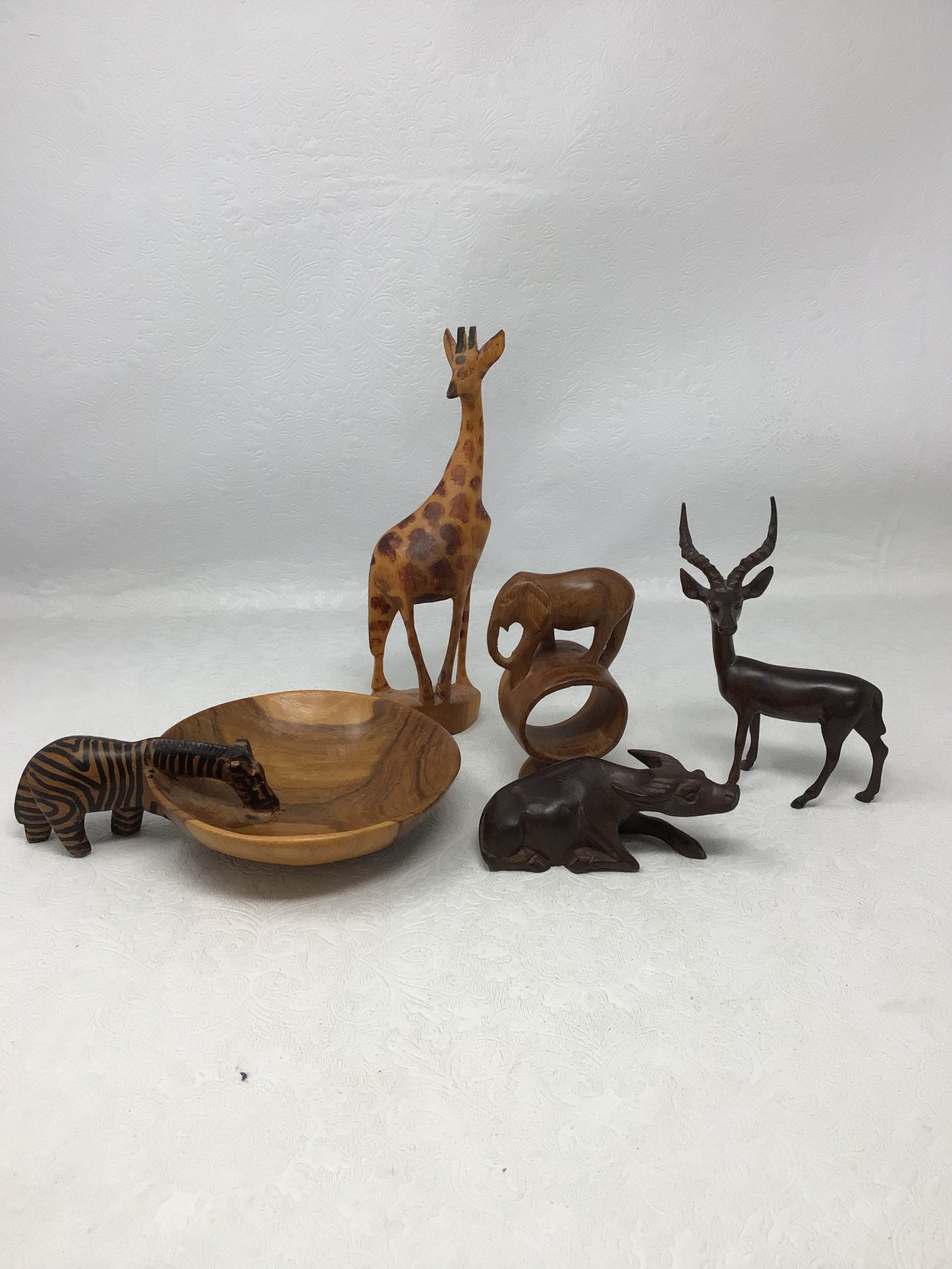 Carved Wooden African Safari Figurines