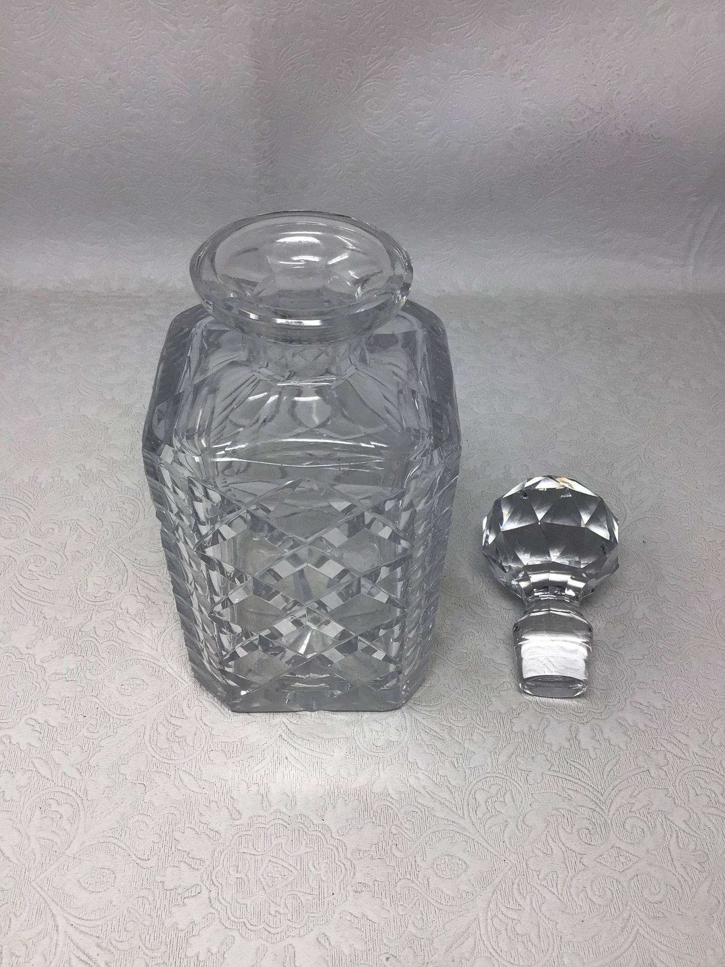 Vintage Square Cut Crystal Whiskey Decanter